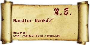 Mandler Benkő névjegykártya